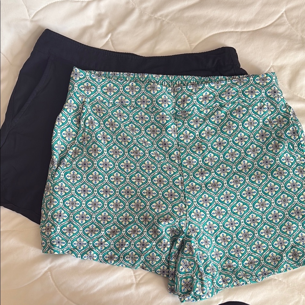 Old Navy Teal Patterned and Black Shorts Set
